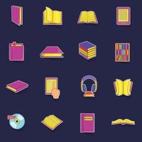 Books icons set vector sticker