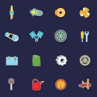 Auto spare parts icons set vector sticker