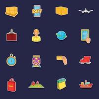 Logistics icons set vector sticker