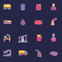 Oil industrial icons set vector sticker