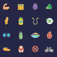 Healthy lifestyle icons set vector sticker