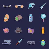 Spy and security icons set vector sticker