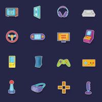Video game icons set vector sticker