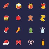 Christmas icons set vector sticker