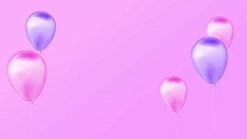 rosa och blå ballong på rosa bakgrund med kopia Plats. Semester eller födelsedag bakgrund video