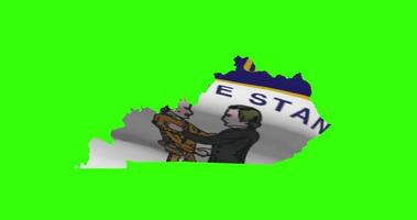 Kentucky Zustand Karte Gliederung mit Flagge Animation auf Grün Bildschirm video