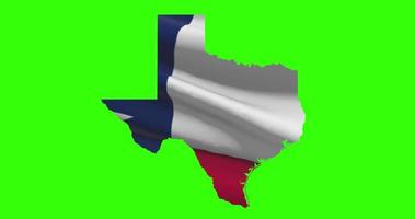 Texas estado mapa contorno con bandera animación en verde pantalla video
