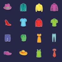 Clothes icons set vector sticker