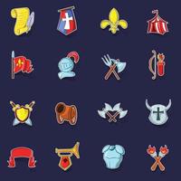 The middle ages icons set vector sticker