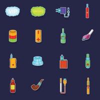 Electronic cigarettes icons set vector sticker