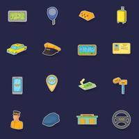 Taxi icons set vector sticker