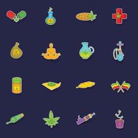 Medical marijuana icons set vector sticker