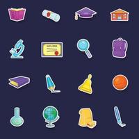 Education icons set vector sticker