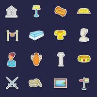 Museum icons set vector sticker