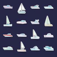 Yachts icons set vector sticker