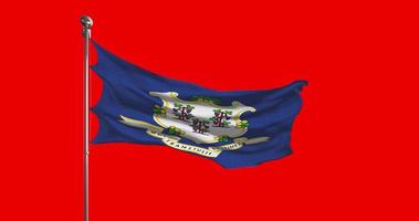 Connecticut State Flag Waving on chroma key background. Unites States of America footage, USA flag animation