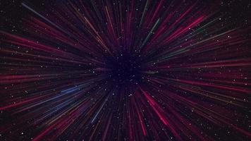 Raum Hintergrund mit Sterne. farbig Partikel Fliege. Wurmloch, Hyperschall springen video