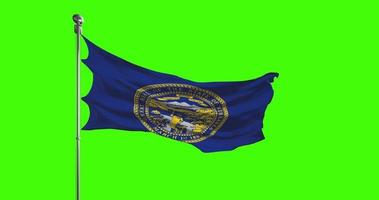 Nebraska State Flag Waving on chroma key background. Unites States of America footage, USA flag animation video