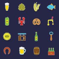 Beer icons set vector sticker