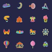 Amusement Park icons set vector sticker