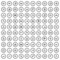 100 repair icons set, outline style vector