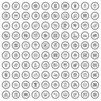 100 iconos de restaurante, estilo de contorno vector