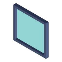 Square window icon isometric vector. Large transparent external square window vector