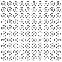 100 iconos de mascotas, estilo de esquema vector