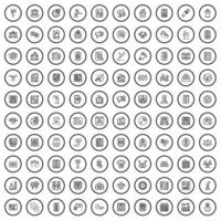 100 iconos gubernamentales establecidos, estilo de contorno vector