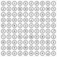 100 victory icons set, outline style vector