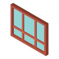 de madera ventana icono isométrica vector. grande transparente externo cuadrado ventana vector