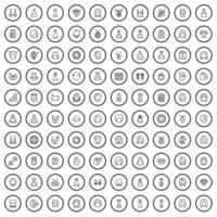 100 woman icons set, outline style vector