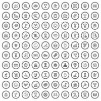 100 winner icons set, outline style vector