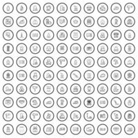 100 iconos de casa, estilo de esquema vector