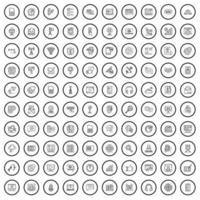 100 internet icons set, outline style vector