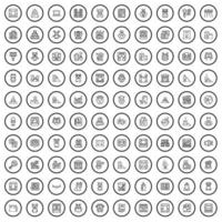 100 iconos para niños, estilo de esquema vector