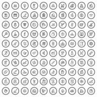 100 laboratory icons set, outline style vector