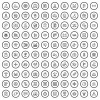 100 conjunto de iconos de asociación, estilo de esquema vector