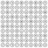 100 portfolio icons set, outline style vector