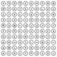 100 iconos de recreación, estilo de contorno vector