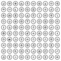 100 corporation icons set, outline style vector