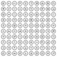 100 conjunto de iconos de entrega, estilo de esquema vector