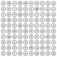 100 iconos de diálogo establecidos, estilo de esquema vector