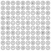 100 document icons set, outline style vector