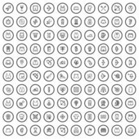100 athlete icons set, outline style vector