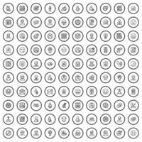 100 avatar icons set, outline style vector