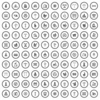 100 energy icons set, outline style vector