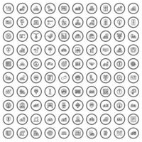 100 bicycle icons set, outline style vector