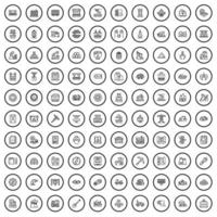 100 iconos de fábrica establecidos, estilo de contorno vector