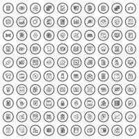 100 folder icons set, outline style vector